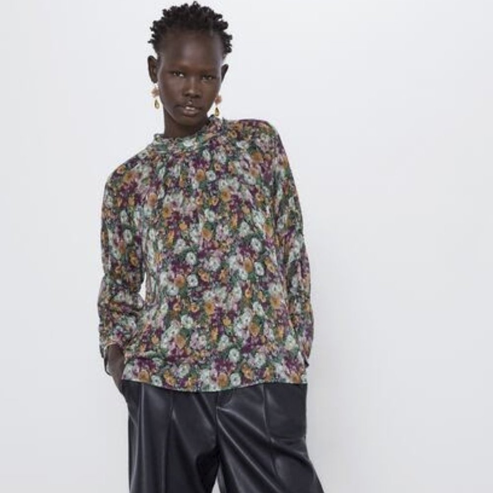 Zara Mulicolored  FLORAL PRINT BLOUSE